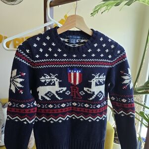 Ralph Lauren Navy and Red Reindeer Crewneck Sweater